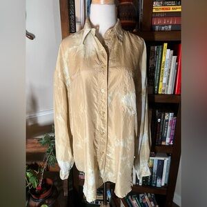 100% silk button down women’s hand tie dyed shirt